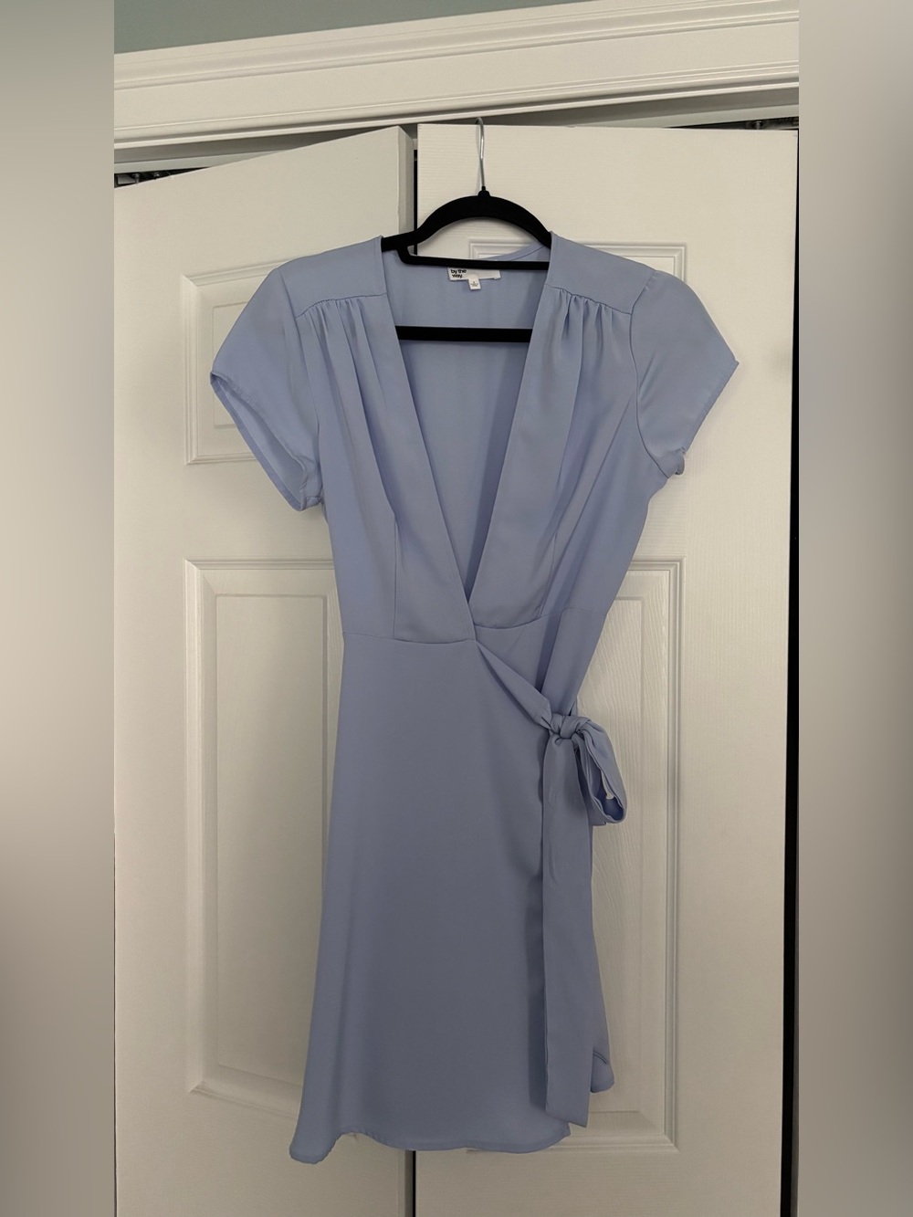 Revolve Light Blue Wrap Short Sleeve Dress